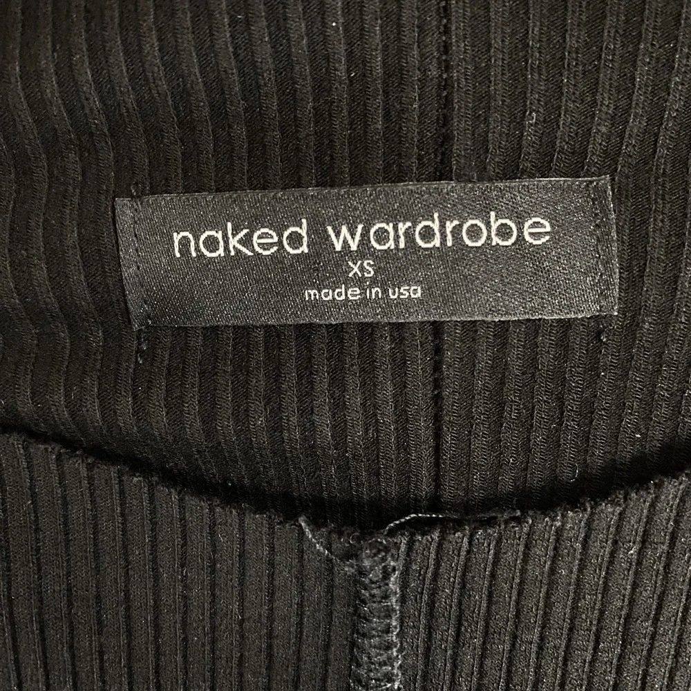 Naked Wardrobe Tank Dress Womens XS Black Ribbed Bodycon Midi USA Minimalist - Picture 6 of 12